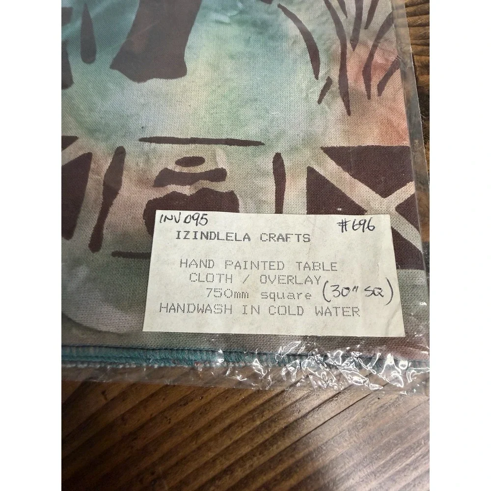 Vintage South African Hand Dyed & Painted Tie Dye Safari‎ Tapestry Cloth 30x30